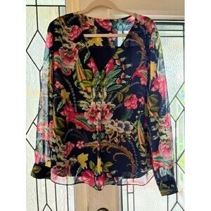 Soft Surroundings 2X Tunic Button Down Top Blouse Sheer Lined